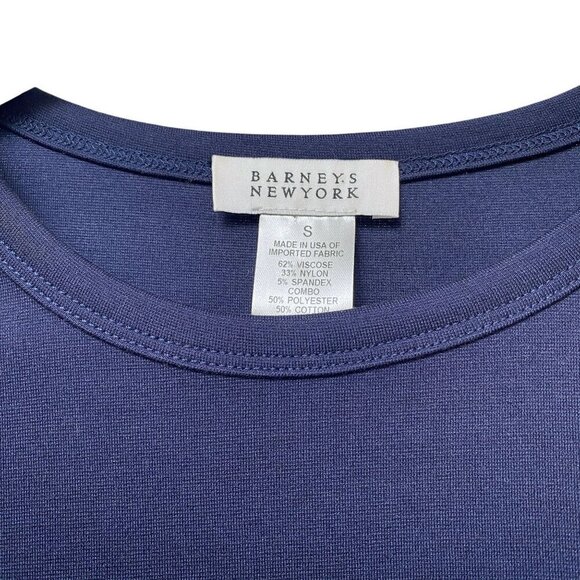 BARNEYS New York Womens Top Small Layered Look Ruffle Hem Ponte Knit Tee Blue - Picture 6 of 9
